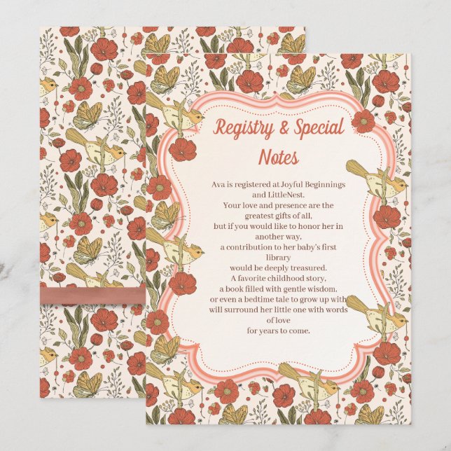 Baby Shower | Smör och Blommar poetisk Blommigt Inbjudningar (Fram/baksida)