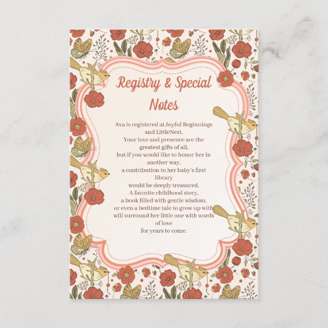 Baby Shower | Smör och Blommar poetisk Blommigt Tilläggskort (Framsida)