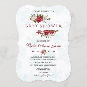 Baby Shower Snöflingor för jultomte Inbjudningar