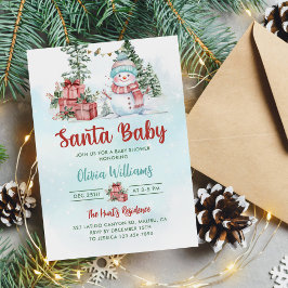 Baby Shower Snögubbe i jultomten Baby Inbjudningar