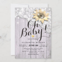 Baby Shower Snöre Solros Barn Wood String Ljus Inbjudningar