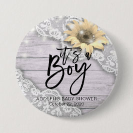 Baby Shower Snöre Solros Barn Wood String Ljus Knapp