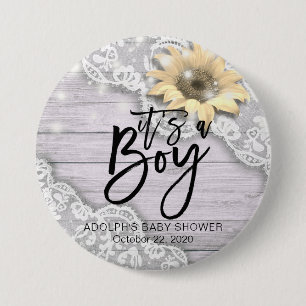 Baby Shower Snöre Solros Barn Wood String Ljus Knapp