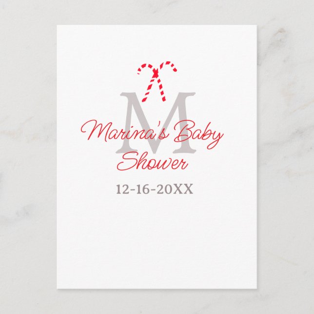 Baby shower sockersock jul firande monogram  helg vykort (Framsida)