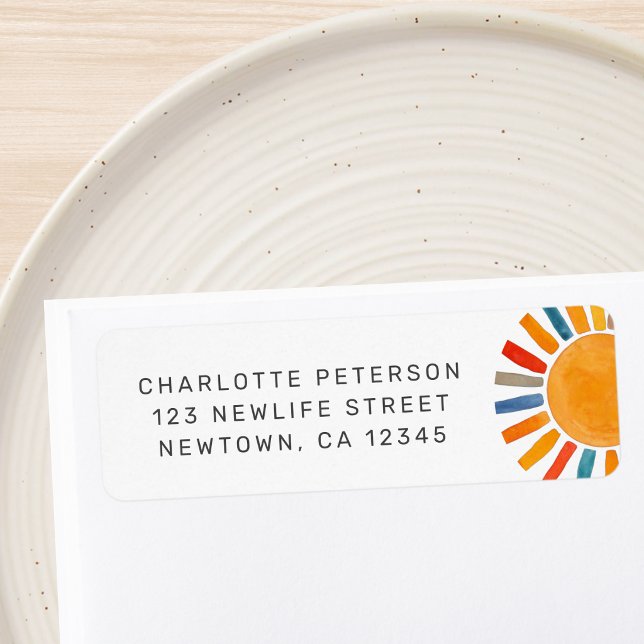 Baby Shower Sol Returneradress Returadress Etikett (Skapare uppladdad)