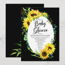 Baby Shower Solros Eucalyptus Blommigt Ram