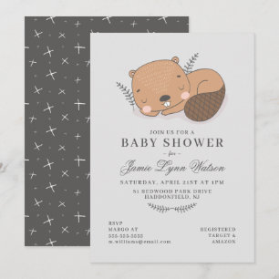 BABY SHOWER   Sömnig Beaver-inbjudan Inbjudningar