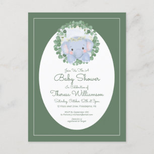 Baby Shower Söt baby elefant inbjudan Postca