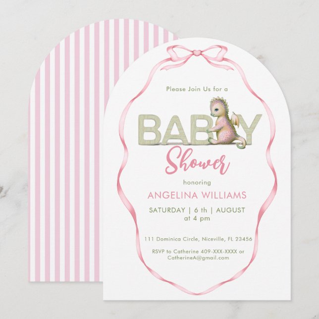 BABY SHOWER Söt drak-inbjudan Julkort (Fram/baksida)