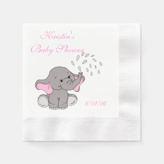 Baby Shower, Söt Elefant Pappersservett (Framsidan)