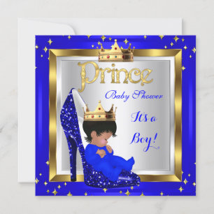 Baby Shower Söt Pojke Prins Royalblå Skor C2 Inbjudningar