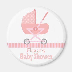 Baby Shower: Söt rosa barnvagn Magnet