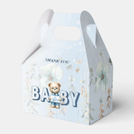 Baby Shower Söt Teddybjörn Blå Blommig Vacker Presentaskar
