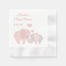 Baby Shower, söta rosa elefanter Pappersservett