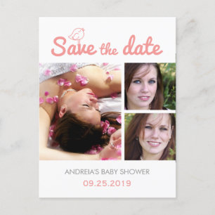 Baby Shower Spara datum Postkort Anpassad Foto Meddelande Vykort