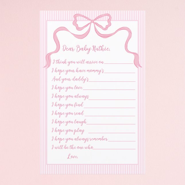 Baby Shower-spel, Babyrådgivningskort, Rosa babybå (Skapare uppladdad)