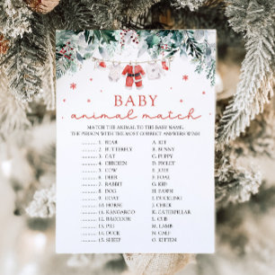 Baby Shower-spel för jultomten Baby djur Match Inbjudningar