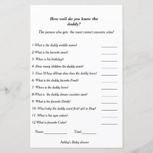 Baby shower spel hur väl känner du pappan