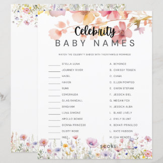 Baby Shower-spel Kändisbarnnamn Matchning