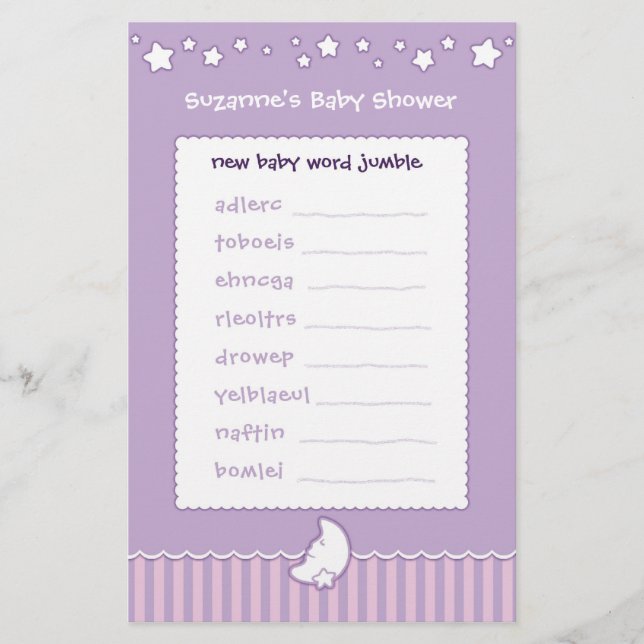 Baby Shower-spel - Ordkryss (Framsida)