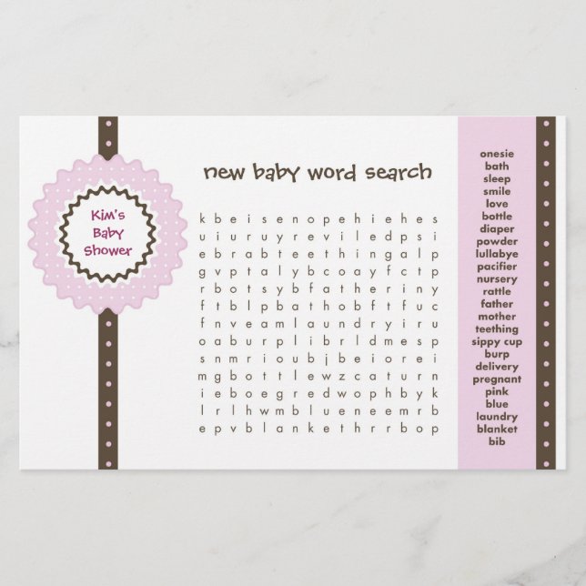 Baby Shower-spel - Sökord (Framsida)