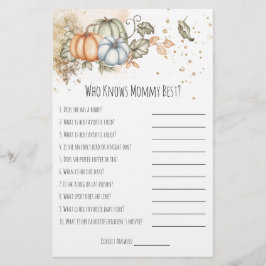Baby Shower-spel som känner Mamma bäst Flygblad