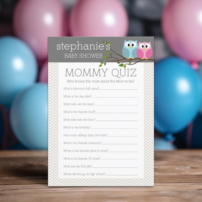 Baby Shower-spel - som känner Mamma Best Quiz (Custom Shower Game)
