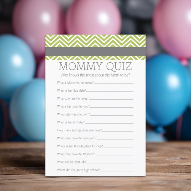 Baby Shower-spel - som känner Mamma Best Quiz (Custom Shower Game)