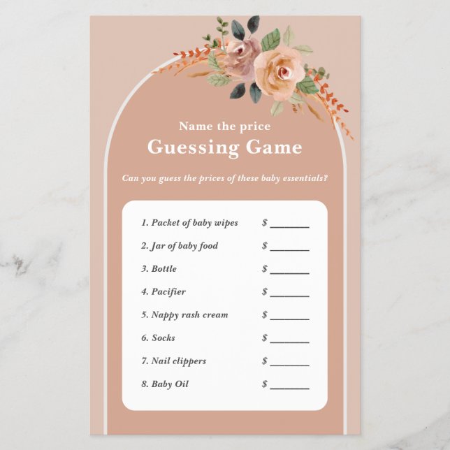Baby Shower-spelet lakan gissar prist, Hej Baby Flygblad (Framsidan)