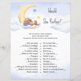 Baby shower-spelet "Skulle hon föredra?"