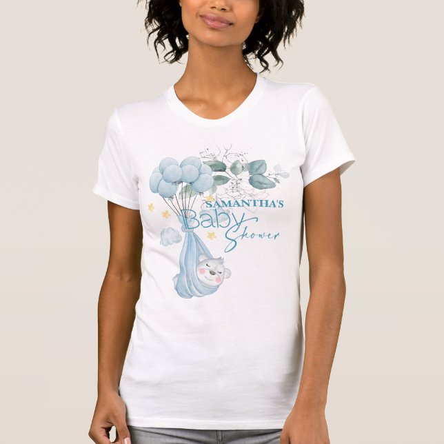 Baby Shower. Spipande Baby Bear Blue. T Shirt (Framsida)