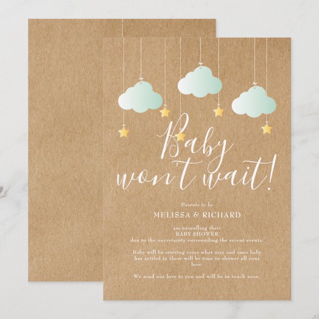Baby Shower, Sprinkle Avbokningskort Inbjudningar (Fram/baksida)