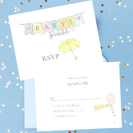Baby Shower Sprinkle Banner och Parbrella OSA Kort