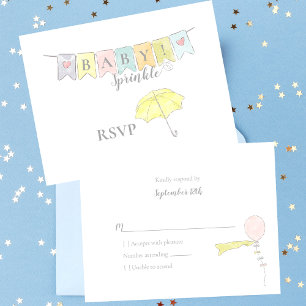 Baby Shower Sprinkle Banner och Parbrella OSA Kort