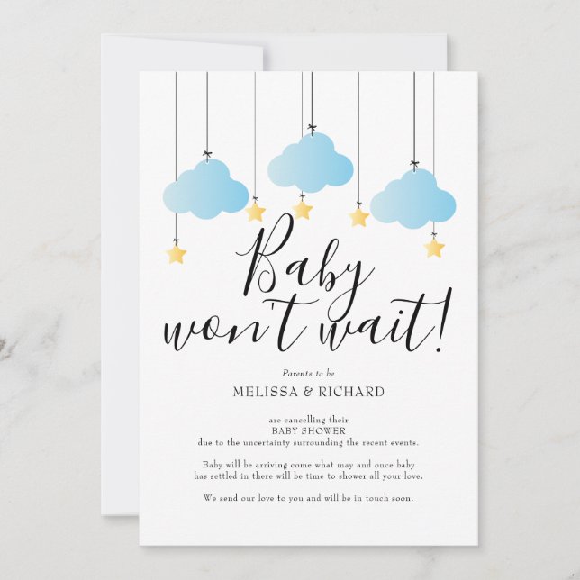 Baby Shower, Sprinkle Boy Blue Avbokningskort Inbjudningar (Framsida)