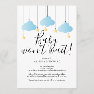 Baby Shower, Sprinkle Boy Blue Avbokningskort Inbjudningar