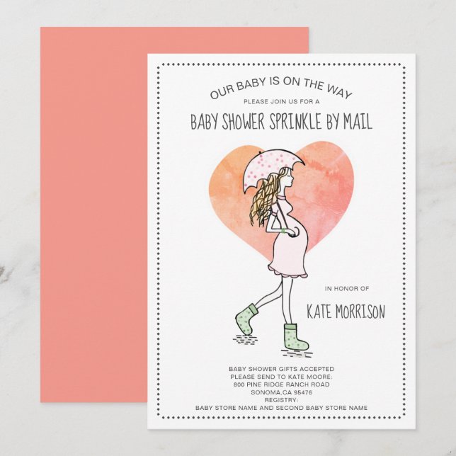 Baby Shower Sprinkle by Mail Inbjudningar (Fram/baksida)