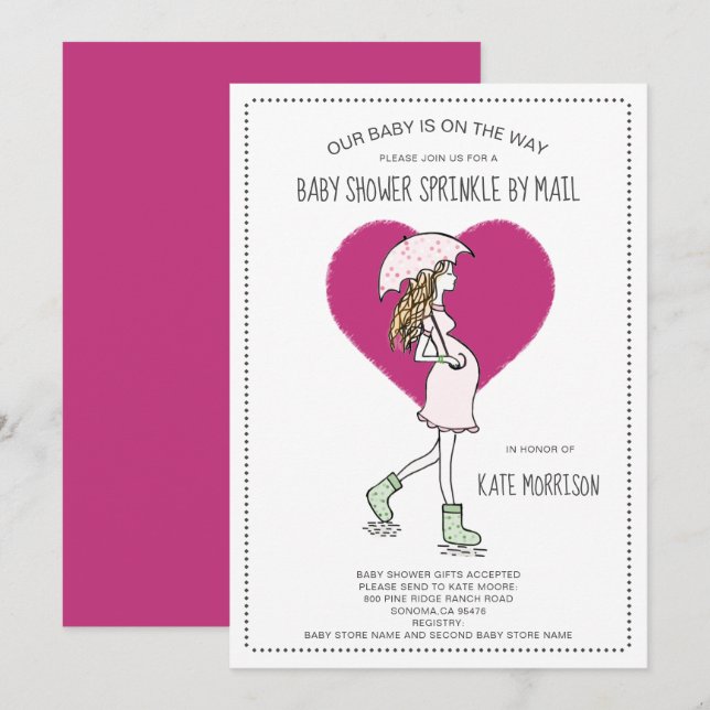 Baby Shower Sprinkle Inbjudningar (Fram/baksida)