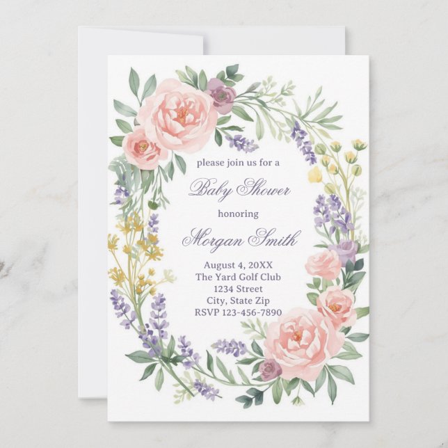 Baby Shower Sprinkle Invitation – Watercolor Inbjudningar (Framsida)