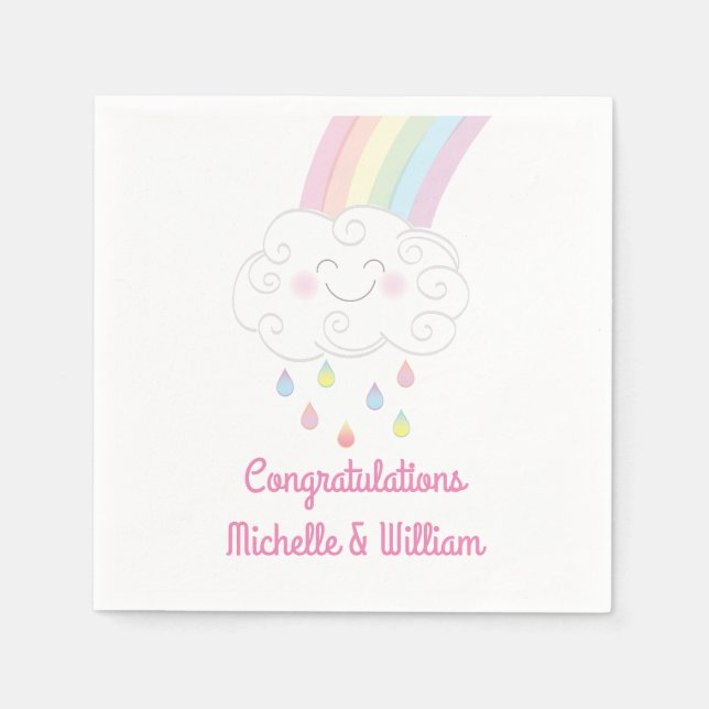 Baby Shower Sprinkle Rainbow Cloud Pappersservett (Framsidan)