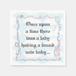 Baby Shower Standard Cocktail Napkin Castle Pk/Bl Pappersservett