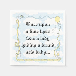 Baby Shower Standard Cocktail Napkin Castle Yel/Bl Pappersservett