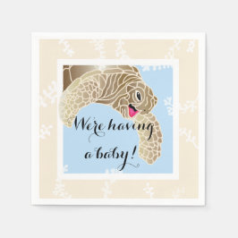 Baby Shower Standard Cocktail Napkin Turtle Bl/Tan Pappersservett