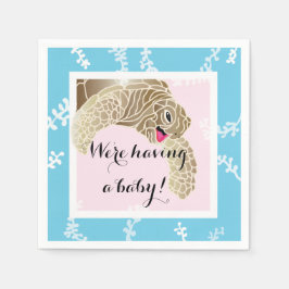 Baby Shower Standard Cocktail Napkin Turtle Pk/Tq Pappersservett