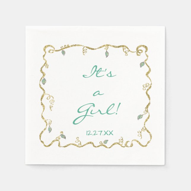 Baby Shower Standard Napkin "Glittery Castle" Pappersservett (Framsidan)