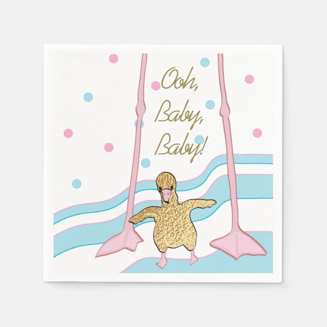 Baby Shower Standard Napkin "Guld Flamingo Baby" Pappersservett (Framsidan)