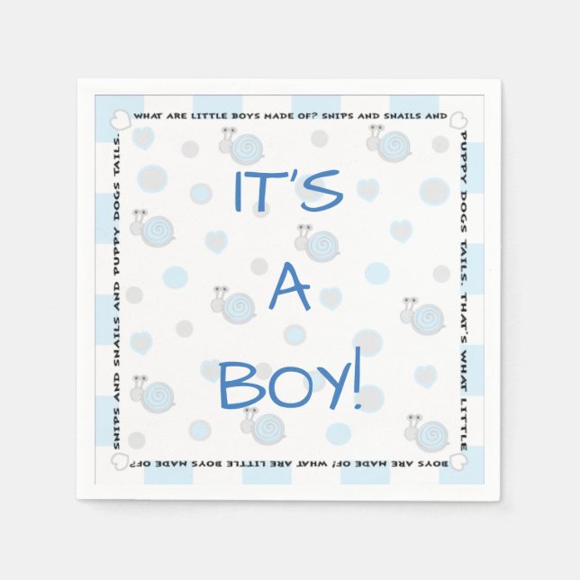 Baby Shower Standard Napkin "Snips & Snigel" Pappersservett (Framsidan)