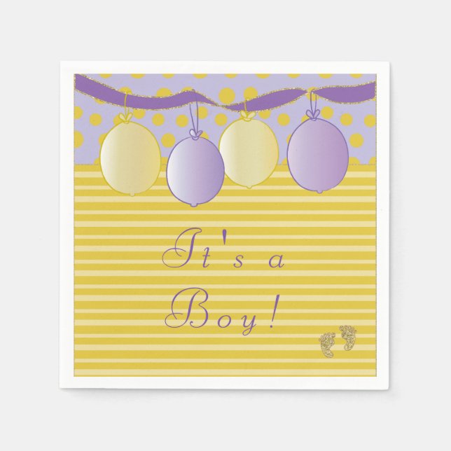 Baby Shower Standard Servett "Baby Gold Footprints (Framsidan)