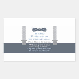 Baby Shower Sticker, Little Man, Bow Tie Rektangulärt Klistermärke