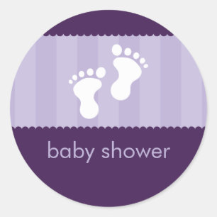 BABY SHOWER STICKER: lycklig fötter 15 Runt Klistermärke